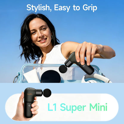 HEYCHY Super Mini Massage Gun, Deep Tissues Percussion Muscle Massager | Compact Sports Travel Massage Gun, FSA Eligible Portable Massager Gun for Her Him, Handheld Massager Gun HSA Eligible Black