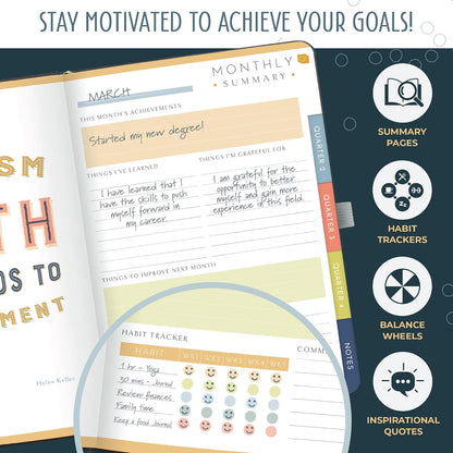Boxclever Press Goal Planner – Luxury Undated Weekly Planner to Increase Productivity & Achieve your Goals. Weekly, Monthly, Quarterly Undated Planner with Vision Boards & Habit Trackers. 8.5 x 5.5ins