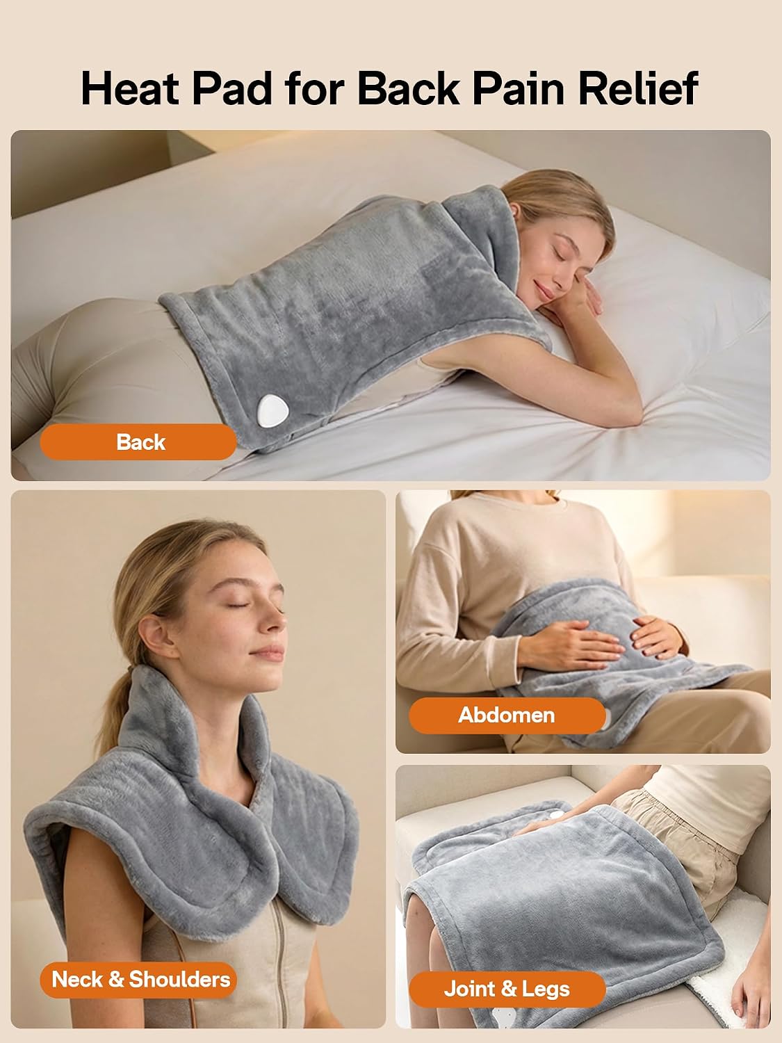 ALLJOY Heating Pad for Neck and Shoulders and Back Pain Relief