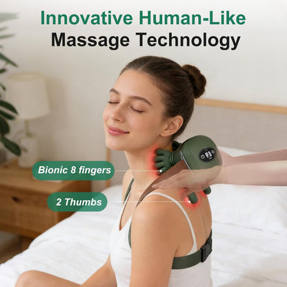 Human-Like Neck Massager with Heat for Pain Relief Deep Tissue, Cordless 4D Kneading Neck and Shoulder Massager Back Massager with Bionic fingers Massage and Screen, Ideal Gifts for Women Men
