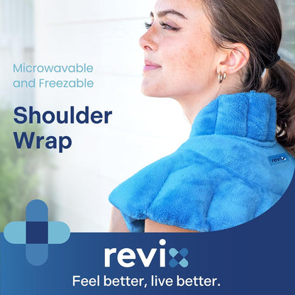 REVIX Microwave Heating Pad for Neck Shoulders and Back with Moist Heat, Weighted Microwavable Heated Neck Wrap Warmer, Scented