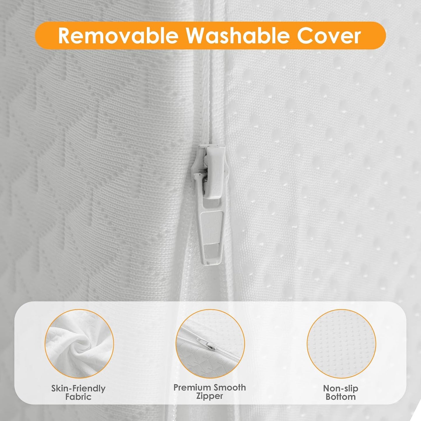 Ruqmuis Wedge Pillow for Acid Reflux, Bed Wedge Pillow for Headboard 10", Pillow Wedge for Back Pain Relief, Post Surgery, Elevated Pillows for Sleeping, Snoring, Triangle Pillow with Cover, White