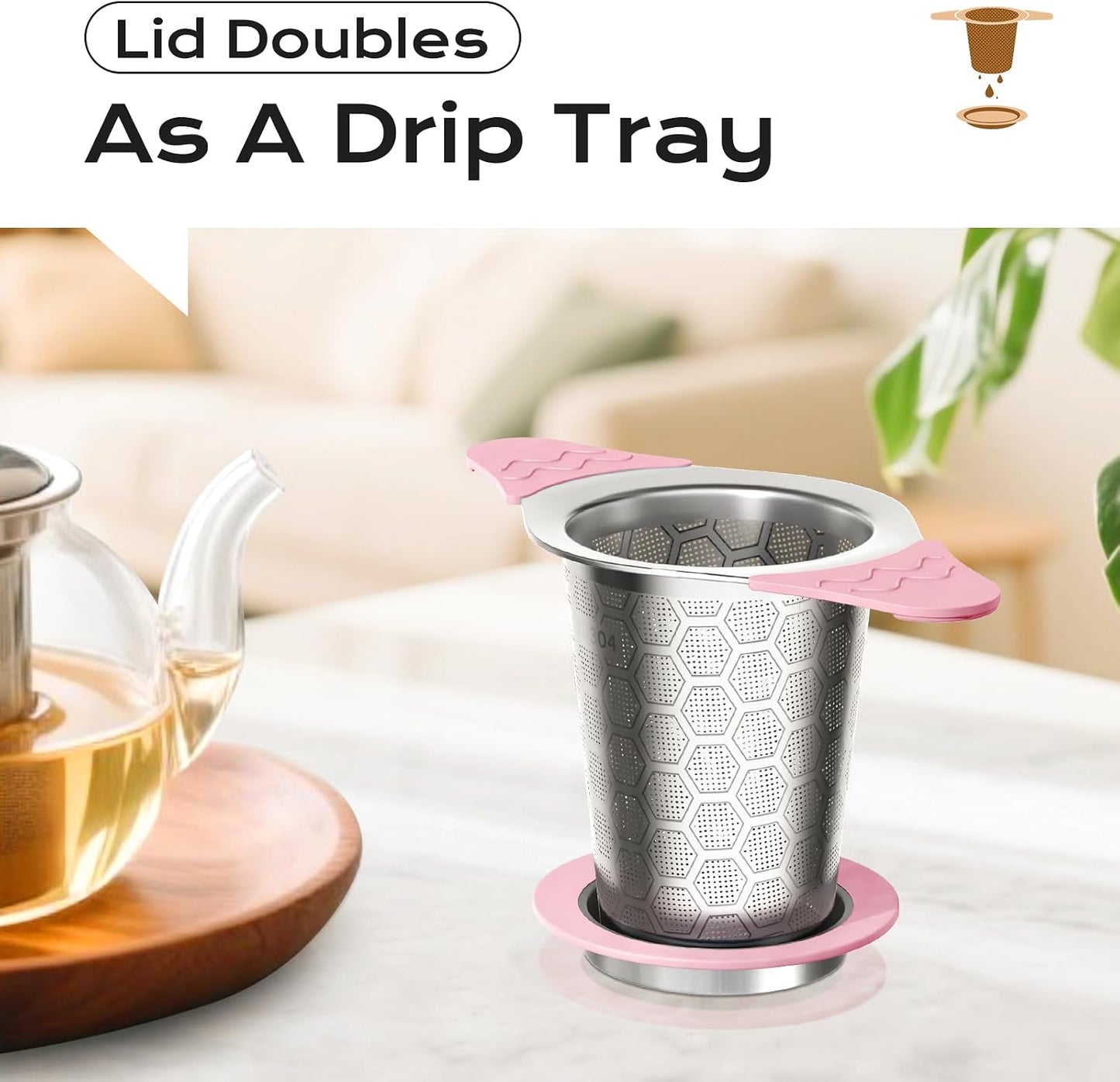 Tea Infuser for Loose Leaf Tea,Stainless Steel Tea Infuser with Heat Proof Silicone Handles,Extra Fine Mesh Tea Strainers Filter Fine Tea Leaves Effectively,Fits TeaPots/Mugs