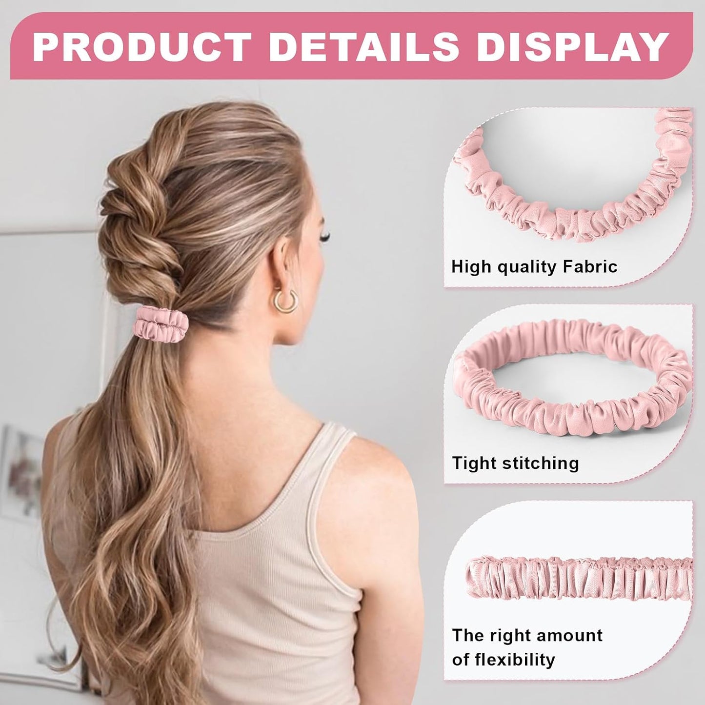 6Pcs Silk Hair Ties 100% Pure Mulberry Silk Scrunchies for Women Girls | No Hair Crease, Anti Frizz, Gentle Hold, No Damage, Black Brown Pink