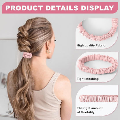 6Pcs Silk Hair Ties 100% Pure Mulberry Silk Scrunchies for Women Girls | No Hair Crease, Anti Frizz, Gentle Hold, No Damage, Black Brown Pink