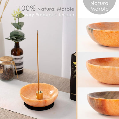 Incense Holder, Beautiful Natural Marble Incense Burner for Meditation, 9 Incense Holes Suitable for Most Types (Black)