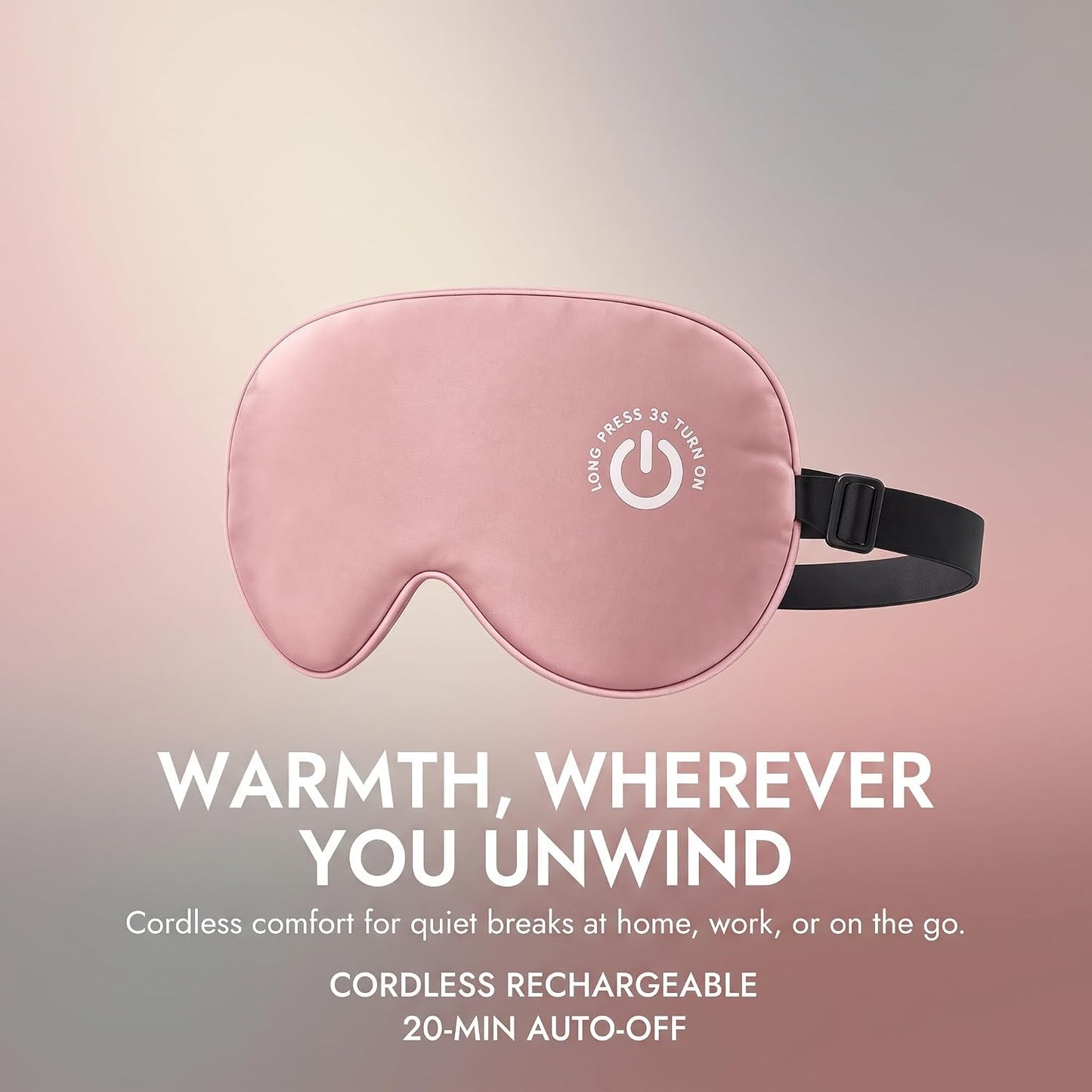 Heated Eye Mask for Dry Eyes, Cordless Rechargeable Warm Compress with 100% Mulberry Silk Cover, 3 Heat Settings, 20-Min Auto-Off, FSA-HSA Eligible Eye Mask for Home, Office & Travel