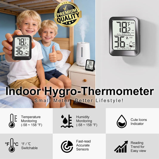 AyayaBoss 4 Pack Room Thermometer Indoor Hygrometer