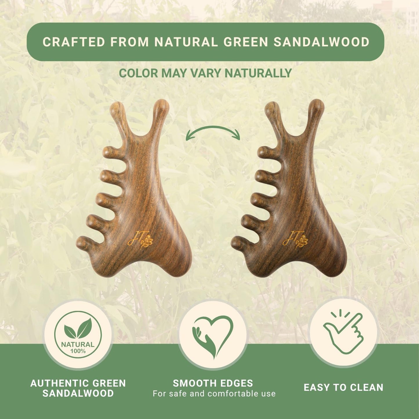 jade & timber Jade Roller & Green Sandalwood Gua Sha Set – Facial & Body Massage Tools for Lymphatic Drainage & Sculpting - Self Care Gift