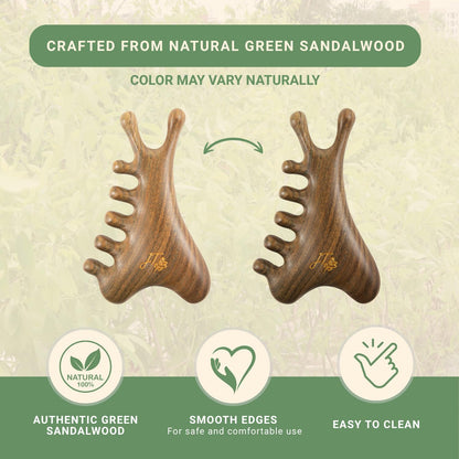 jade & timber Jade Roller & Green Sandalwood Gua Sha Set – Facial & Body Massage Tools for Lymphatic Drainage & Sculpting - Self Care Gift