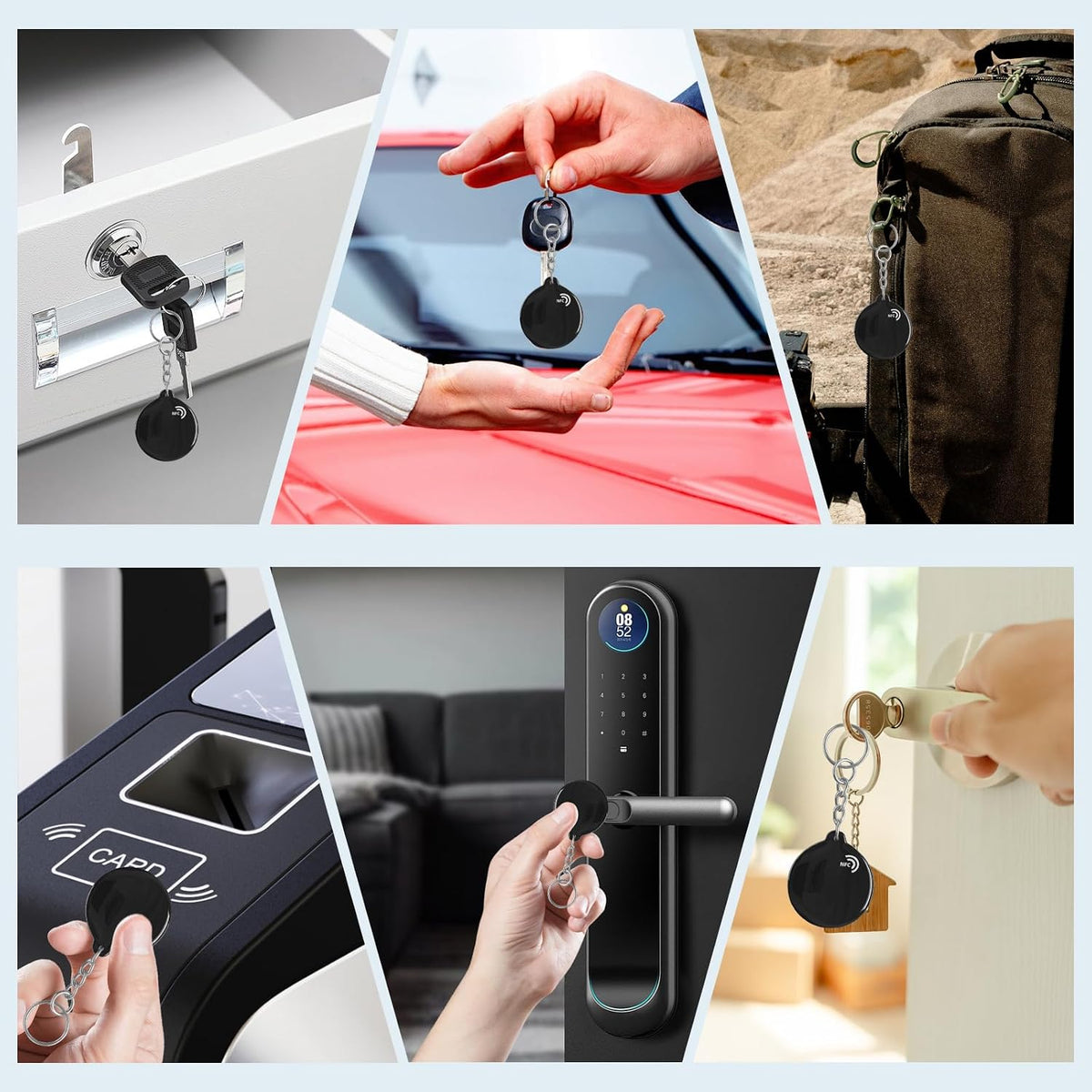 ZHAOYU 10PCS Black NFC Keychains NTAG213 Chips Programmable NFC Tags NFC Keyfobs NFC Cards，Compatible with NFC-Enabled Phones & Devices