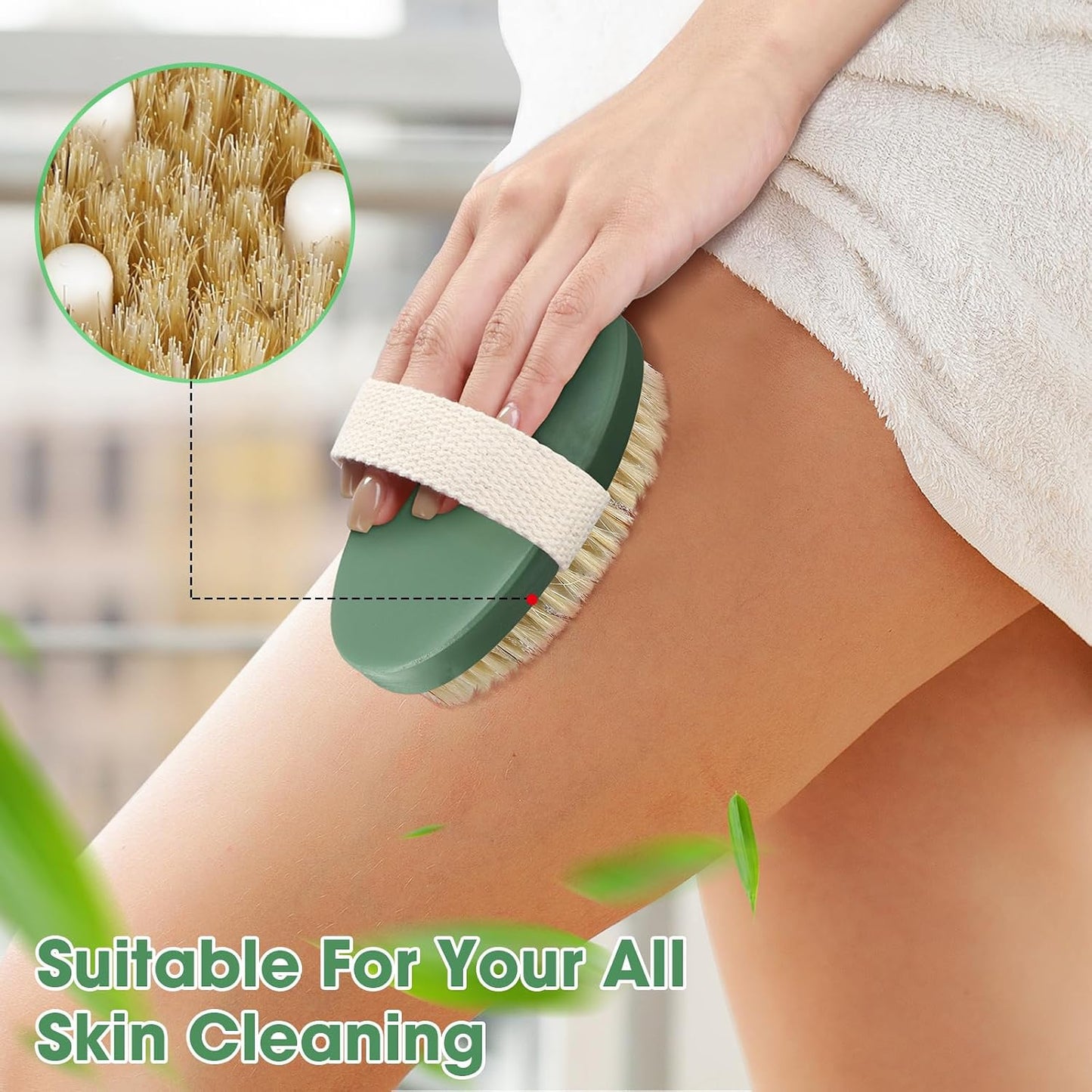 Gejoy 10 Pcs Dry Brushing Body Brush for Lymphatic Drainage Exfoliating Brush with Massage Nodule Dry Skin Body Scrubber Cellulite Shower Circulation Dead Exfoliator (4.92 x 2.56 Inches,Wood Color)