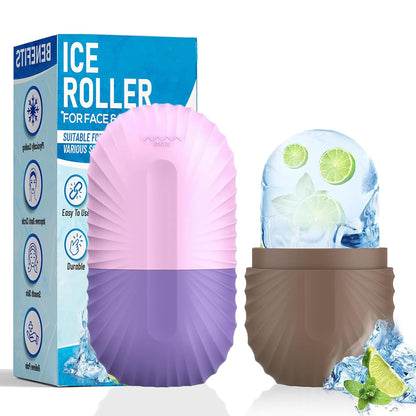 Ice Roller for Face and Eye, Reusable Silicone Ice Facial Roller Ice Holder, Face Ice Mold Skin Care, Ice Cube Roller for Shrink Pores Anti Wrinkle Reduce Puffiness, Black