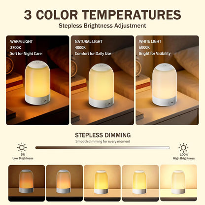 G Keni Nursery Night Light for Baby, Portable LED Touch Night Lamp for Kids and Adult, Breastfeeding, Sleep Aid, USB Rechargeable Nursing Lamp, Bedside Dimmable Warm Night Light, Soft Eye Caring