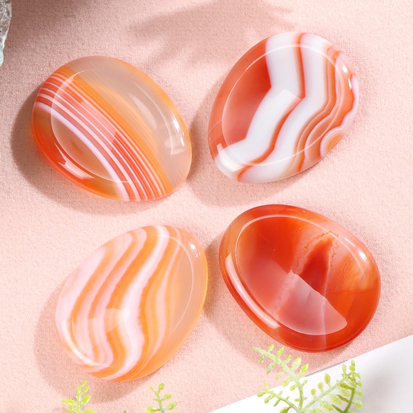 Artistone Moss Agate Crystal Chakra Thumb Worry Stone Teardrop Reiki Healing Stone Pocket Palm Stones for Anxiety Stress Relief Meditation Therapy Geometry Home Decor
