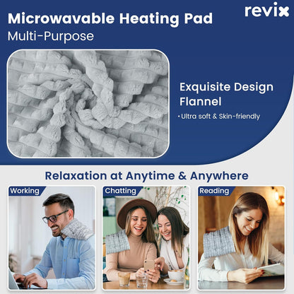 REVIX 6 * 12" Moist Heating Pad Microwavable, Reusable Microwave Heating Pads for Joints, Weighted Heat Packs with Flaxseeds for Shoulders, Neck, Back, Unscented