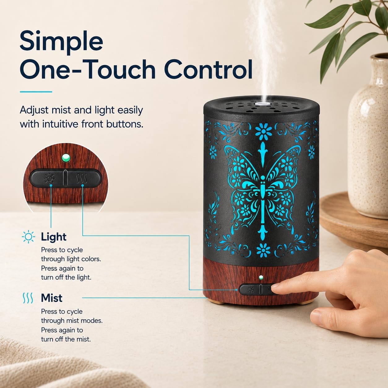 Essential Oil Diffuser, Ultrasonic Diffuser for Essential Oil, Cool Mist Humidifier Aromatherapy Diffuser with 7 Color Lighting Changing Modes, Waterless Auto Shut-Off for Home（Flower Fairy）