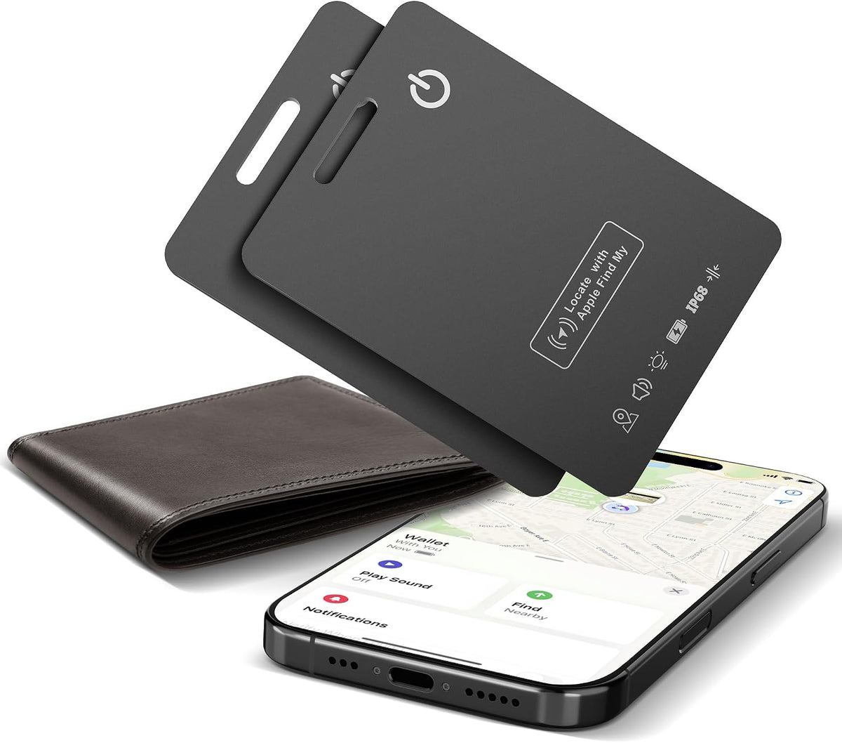 Wallet Tracker Card, Rechargeable, Works with Apple Find My