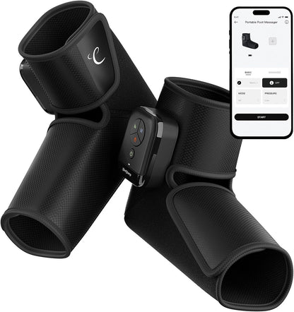 Comfytemp Portable Air Compression Foot Massager with Heat, Fathers Day Dad Gift for Men, FSA Eligible HSA, Cordless Ankle Compression Boot for Circulation and Pain Relief (1 Pack, Fits Size 6 to 10)