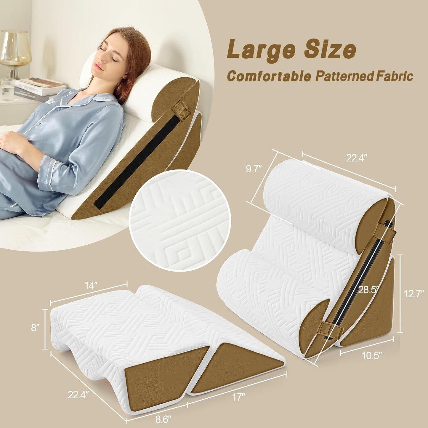 Yojoker 6pcs Orthopedic Bed Wedge Pillow Set for Sleeping, Post Surgery Foam for Body, Back and Leg Pain Relief Comfortable & Adjustable Support Pillows-Anti Snoring, Heartburn