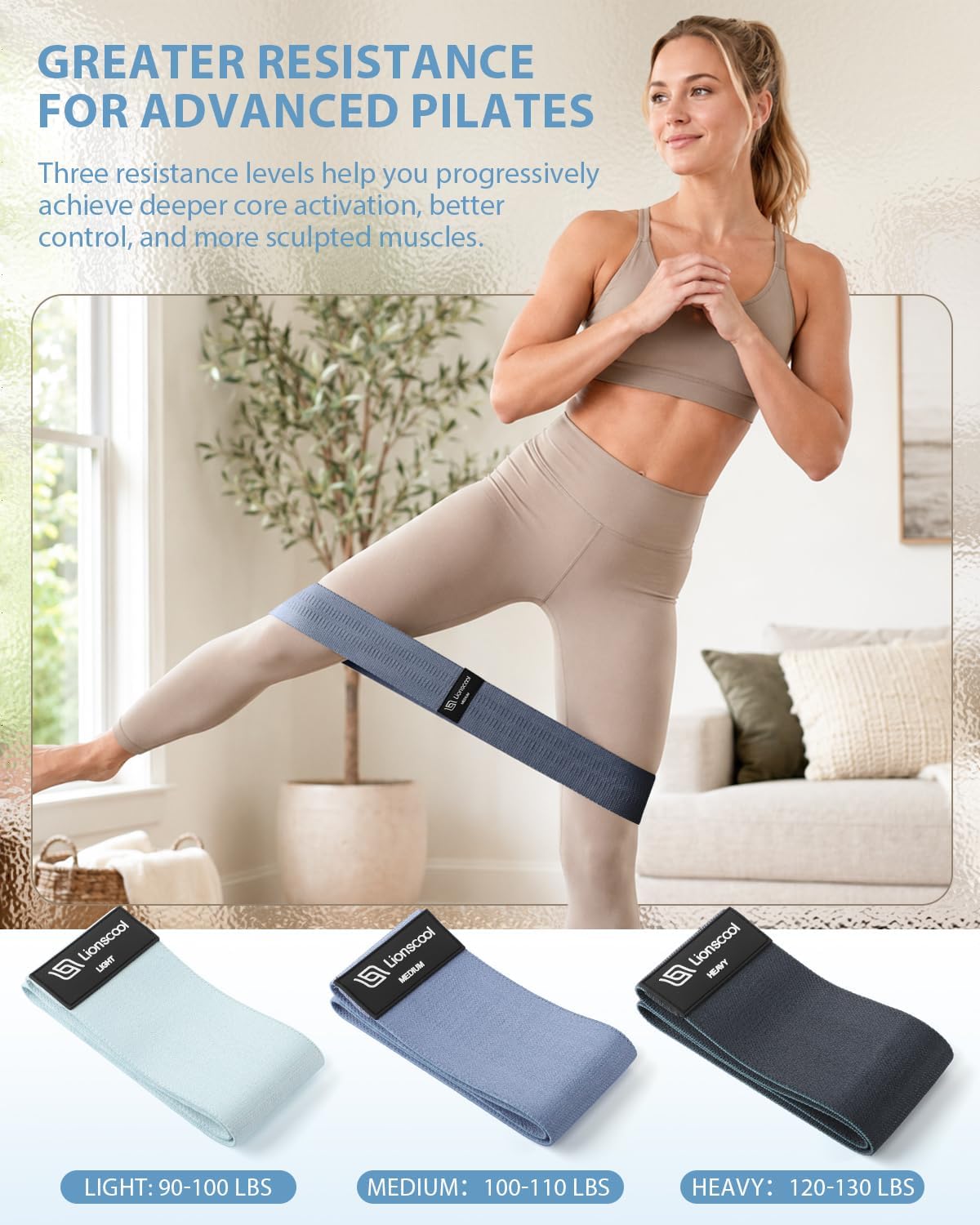 LIONSCOOL Pilates Ring Set – 14" Anti-Deformation Magic Circle with Padded Handles, Mini Ball, Resistance Bands, Guide & Bag