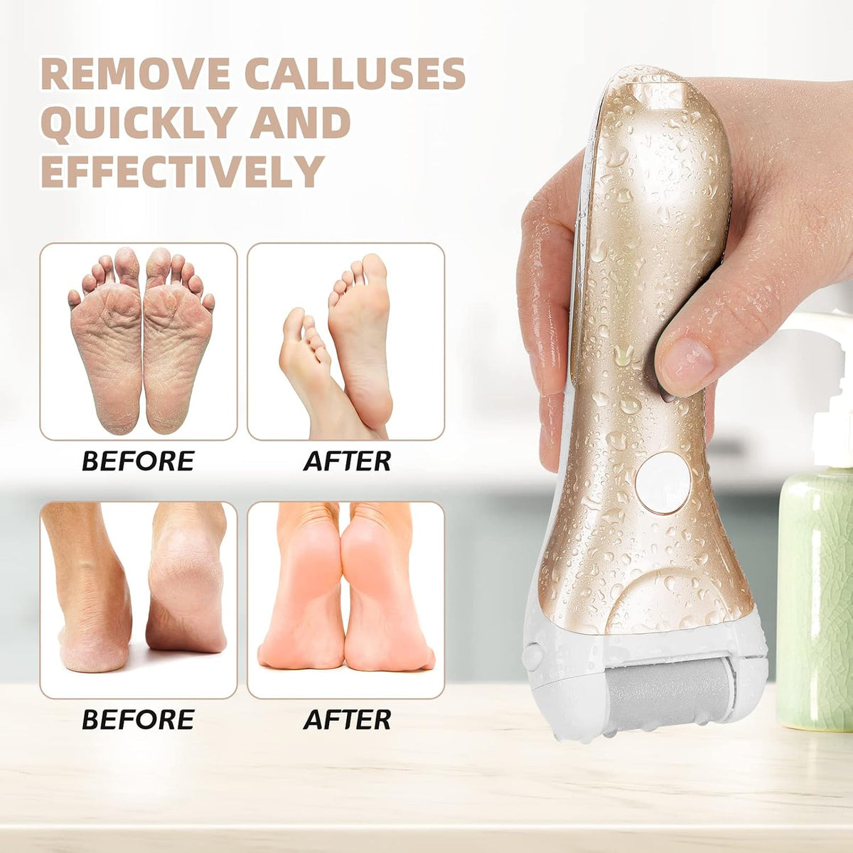 Callus Remover for Feet, Nicebirdie Electric Foot File Callus Removers Rechargeable Waterproof Pedicure Tools Foot Scrubber Shaver Feet Care Tool for Cracked Heels Dead Skin （Green）
