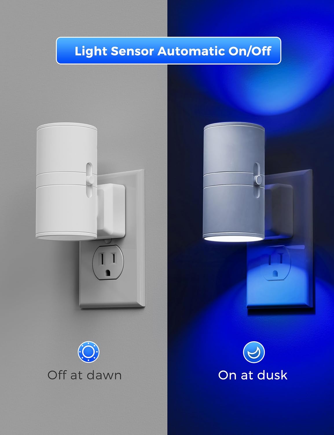 L LOHAS LED Night Light, Amber Nightlight, Dimmable Night Light 100LM, Light Sensor, Yellow Nightlight, Sleep Light for Kids, Soft & Warm Light for Bedroom, Hallway, Bathroom, 2 Pack