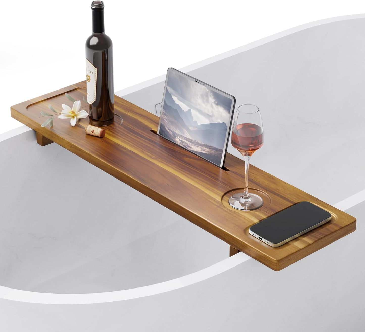 Acacia Large Bath Tray for Tub 34.6"x9" Wooden Bathtub Caddy Tray