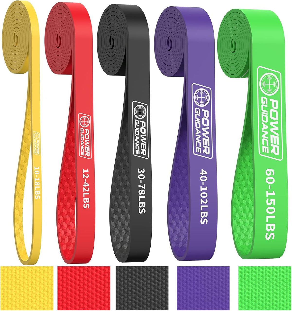 POWER GUIDANCE Resistance Bands, Set of 5 Pull Up Bands, Pull Up Assistance Bands, Exercise Bands, Resistance Bands Set for Legs, Working Out