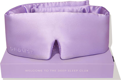 DROWSY Silk Sleep Mask - Face-Hugging, Padded Cocoon for Luxury Sleep in Total Darkness - 100% Pure Mulberry Silk (Black Jade)