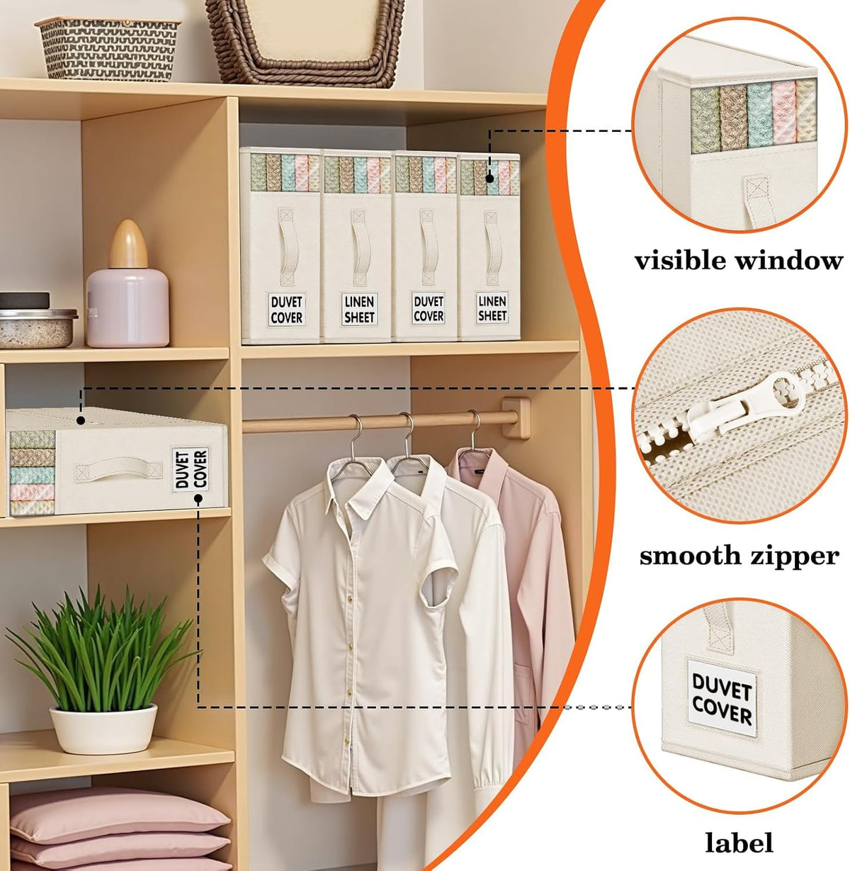 WOWBOX Bed Sheet Organizers and Storage,Closet Organizer Under Bed Storage