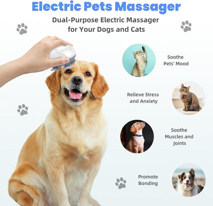 Electric Scalp Massager, Handheld Cat Dog Head Massager(Green)