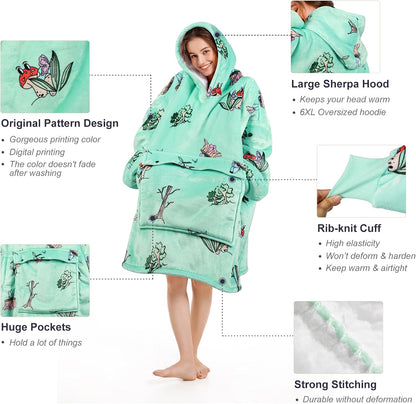 Narecte Cozy Oversized Blanket Hoodie Wearable Blanket Adults Soft Hooded Blanket Hoodie Birthday Gifts for Women Christmas - Colors B