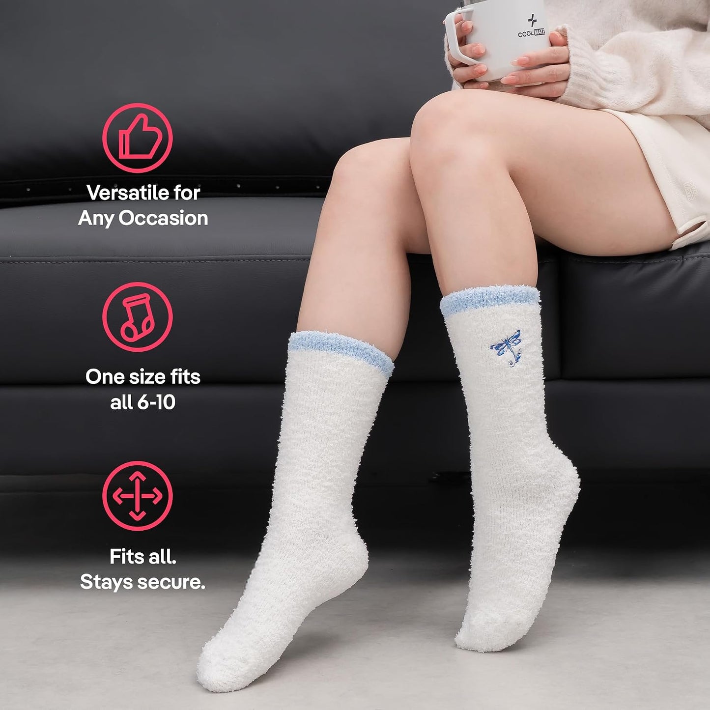 COOLMATE Fuzzy Socks for Women Gift Box – Cozy Soft Cloud Socks for Spa Home, Mother’s Day Gifts for Mom Grandma