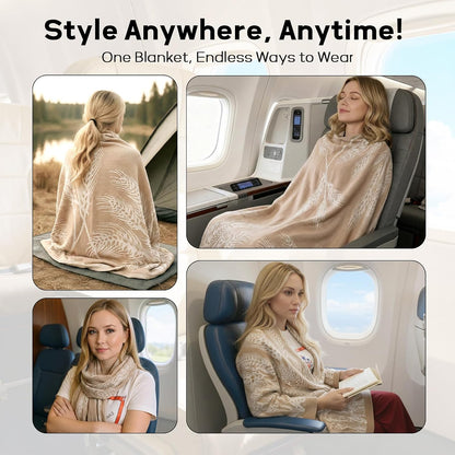 Travel Blanket Airplane - Ultra Soft & Lightweight Knit Design