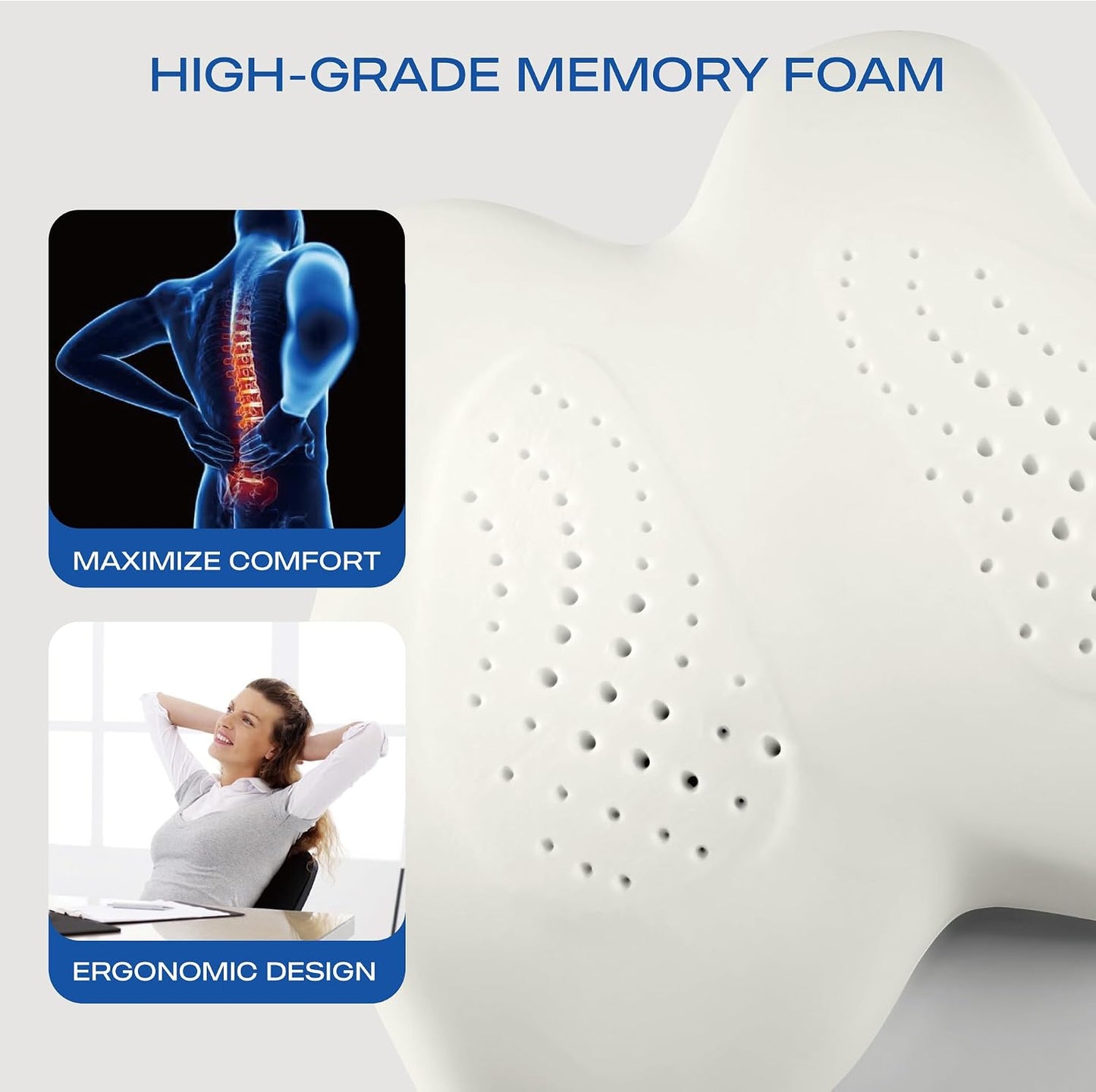 Skechers Memory Foam Lumbar Pillow,Lumbar Support Pillow for Office, Chair Lower Back Pain Relief Lumbar Pillow, Ergonomic Design Back Support Pillow for Office Chair, Car, Home, Travel,Black