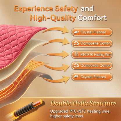 King Size Heating Pad for Back 32"x24" Extra Large Electric Heating Pad for Body Neck Shoulder Auto Shut Off Heat Pad Temperature Settings Machine Washable Gray