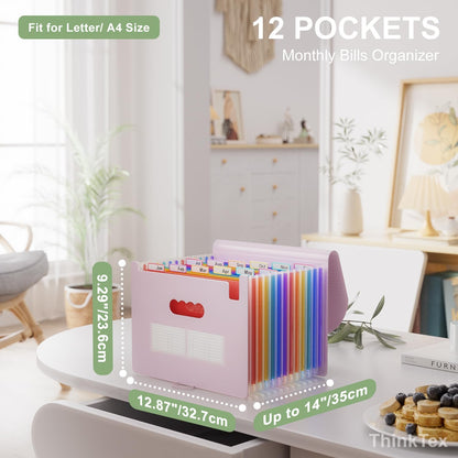 ThinkTex Accordion File Organizer, 12 - Pocket Expanding File Folders