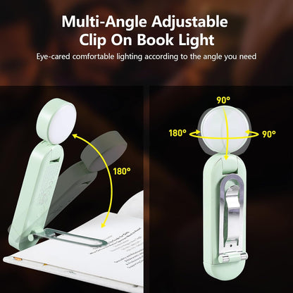 VAVOFO USB Rechargeable Book Light, Blue Light Blocking, Amber Clip-On Bookmark Shaped Reading Light, Eye Care 6 LEDs With 9 Lighting Modes for Bookworms (Grey)