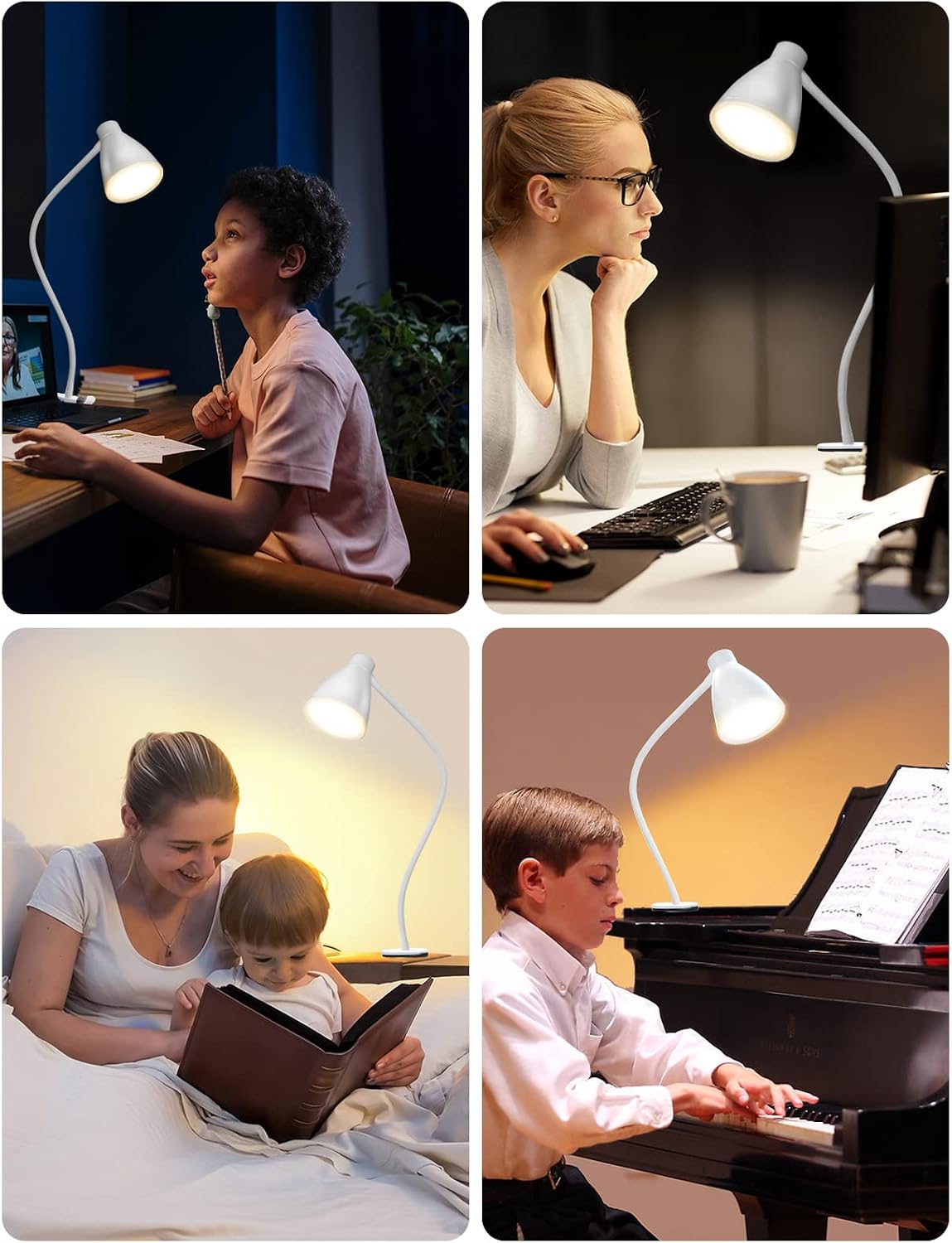 BOHON Desk Lamp with Clamp, Clip on Light, 5 Color 10 Brightness, Teal