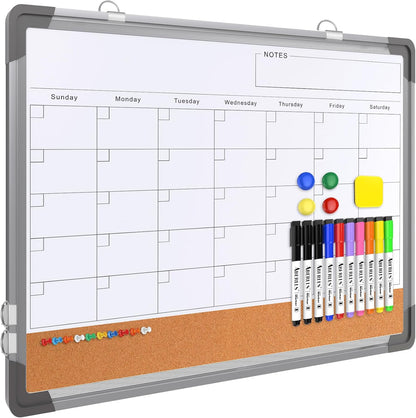 Weekly Calendar Whiteboard for Wall, 16x12 Inches Dry Erase Board, Small Magnetic White Board, Double-Sided Hanging Board for Office School Home Kitchen, Portable Board for Drawing Planning To Do List