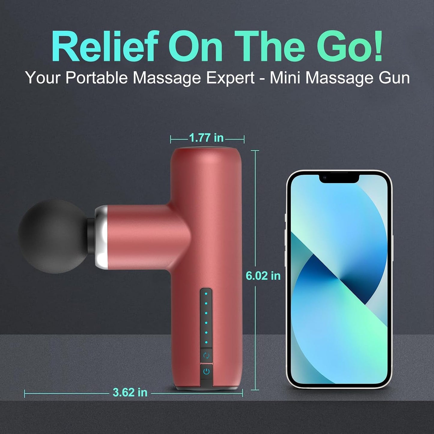 Mini Massage Gun Pocket-Sized Massage Gun Deep Tissue Quiet, Portable Percussion Muscle Travel Massager Gun, Back/Neck Massager for Pain Relief Deep Tissue (Gray)