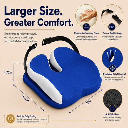 Seat Cushions for Office Chairs Wheelchair Cushion for Long Sitting Back Pain，Memory Foam Seat Car Computer Desk Chair Cushion，Coccyx Cushion for Tailbone Pain Relief Cushion Office Chair Black