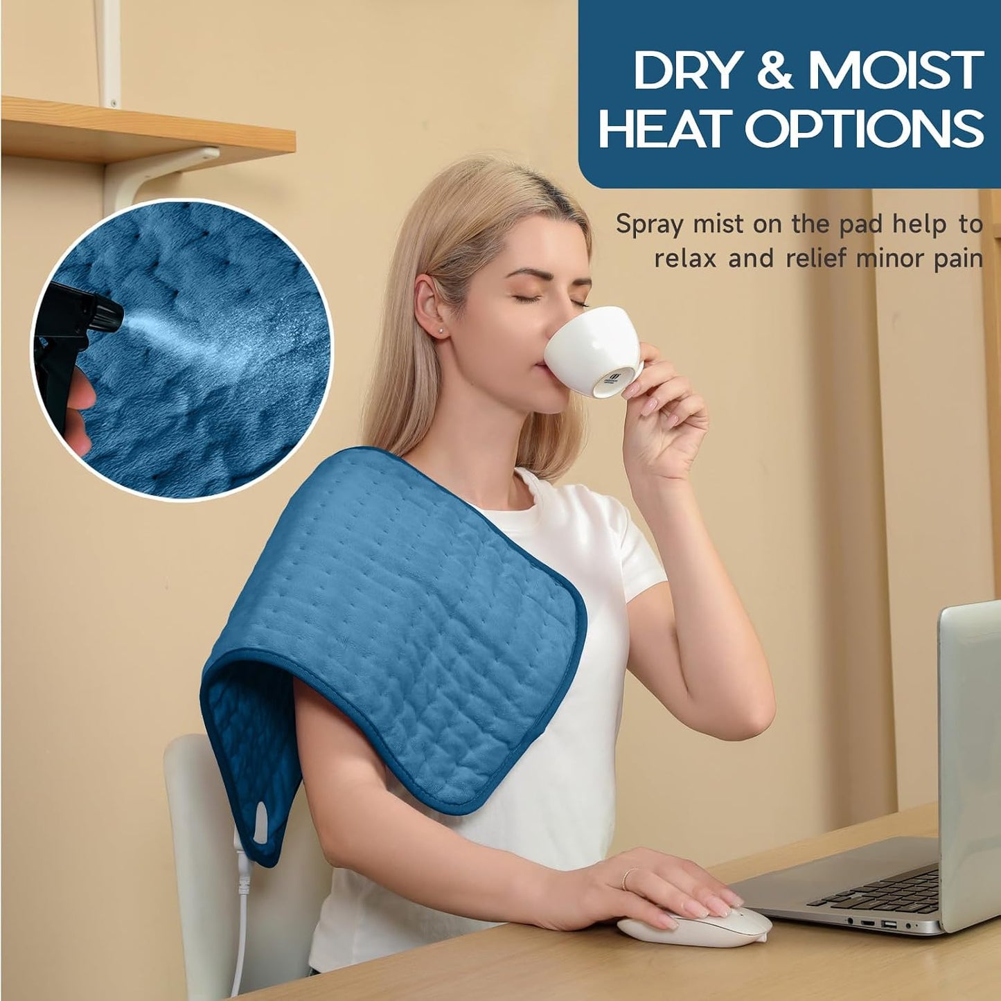 Heating Pad for Period Cramps, Heating Pad for Back/Neck/Shoulder Muscle Pain, 6 Heating & 4 Timer Setting, Auto Shut Off, Dry/Moist Heat & Machine Washable, Birthday Christma s Gifts for Women Mom