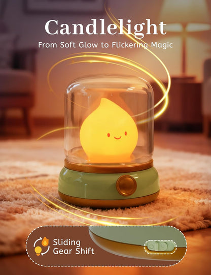 WANIDEA Flameless Candles Lamp, Led Candles,Cute Kerosene Lamp,Silicone Flame Amber Light,Adjustable Dimmable Rechargeable Night Light for Kids,Girls,Teenager Kids Bedroom Christmas
