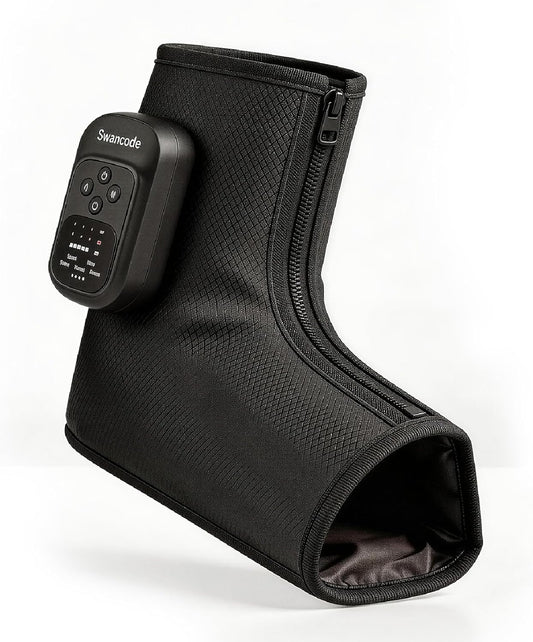Foot Massager with Air Compression and Heat, Portable Cordless Ankle and Calf Massager with 5 Modes & 5 Intensities, Lightweight Compression Boots for Muscle Relaxation