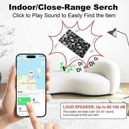 Wallet Tracker Card, Rechargeable, Works with Apple Find My