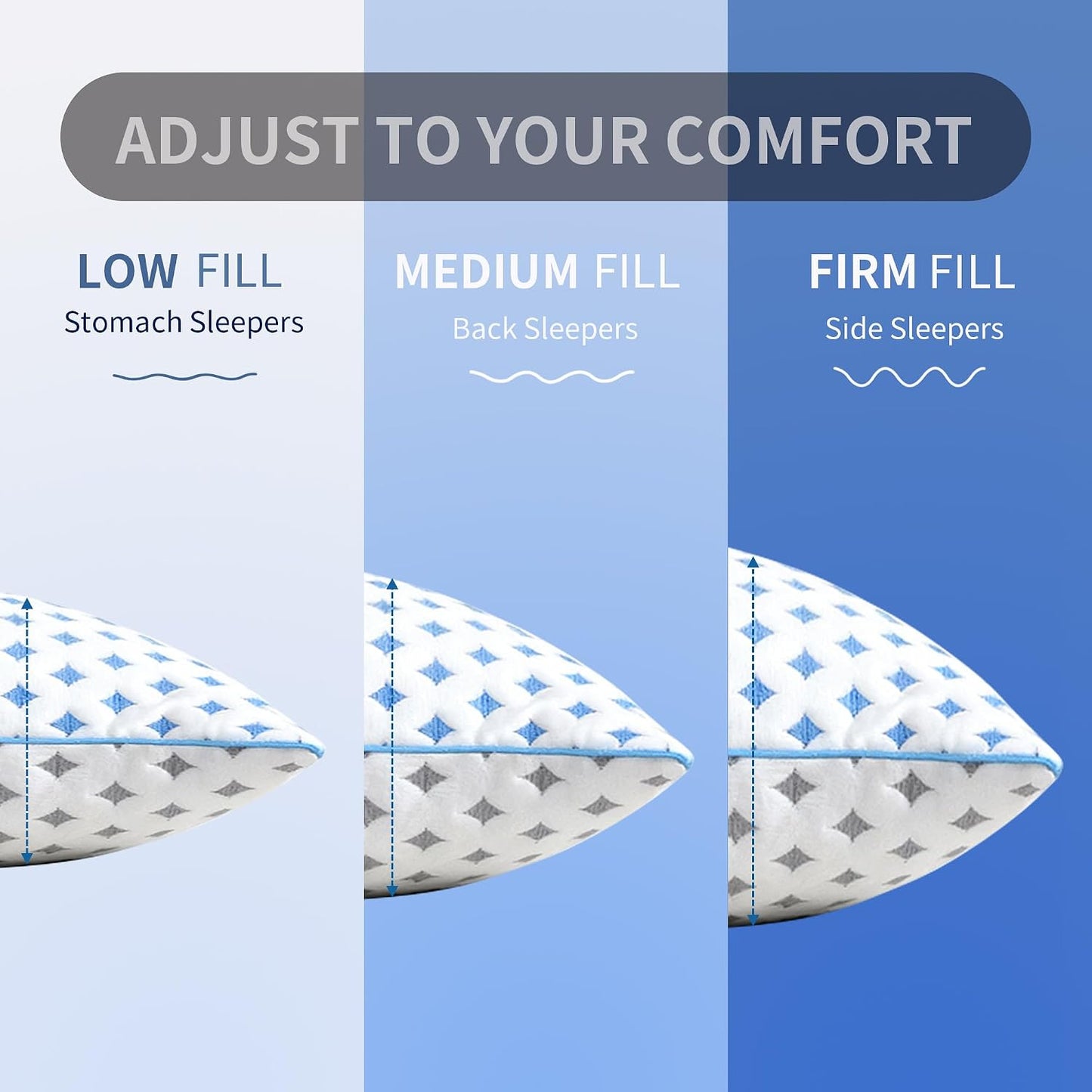 King Size Pillows Set of 2 for Sleeping, Cooling Adjustable Memory Foam Pillows, Dual Fill Design Helps Maintain Shape, Breathable Washable Cover