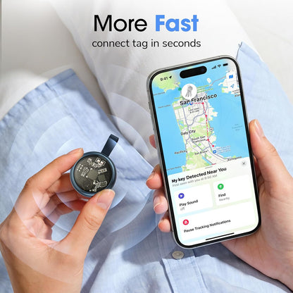 Apple Find My Wallet Tracker Card, Rechargeable Slim Bluetooth Wallet Finder for iPhone, Item Locator for Wallet, Keys, Passport & Luggage, iOS Only, Black