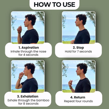 Bamboo Breathing Necklace for Meditation, Mindfulness Tool, Stress Reducer, Eco-Friendly Breathe Pendant, Portable Relaxation Gift for Men & Women